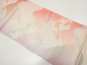 アンティーク　霞取りに菊・古典柄織り出し袋帯（材料）